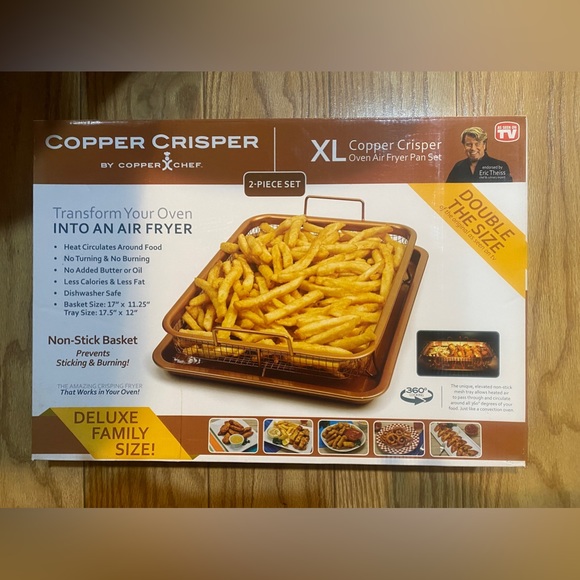 XL copper crisper oven air fryer pan set 2pcs - Picture 1 of 4